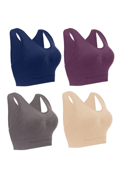 Fast Drying Sports Bra with Bamboo Charcoal - U-Back 3291 (4 pcs) - Sunna Character